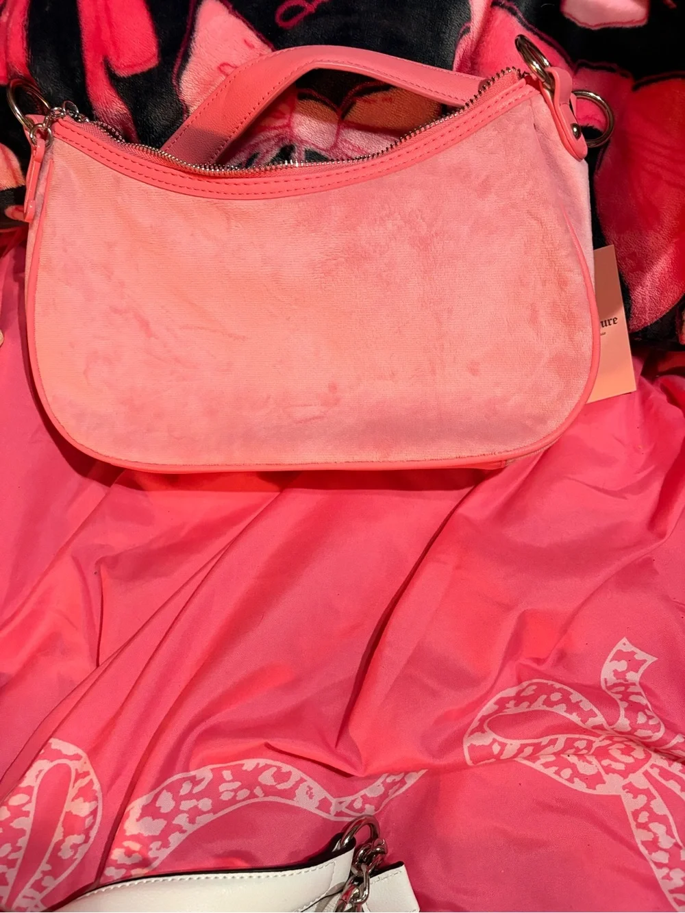 Juicy Couture Pink Shoulder Bag with Crest Patches
